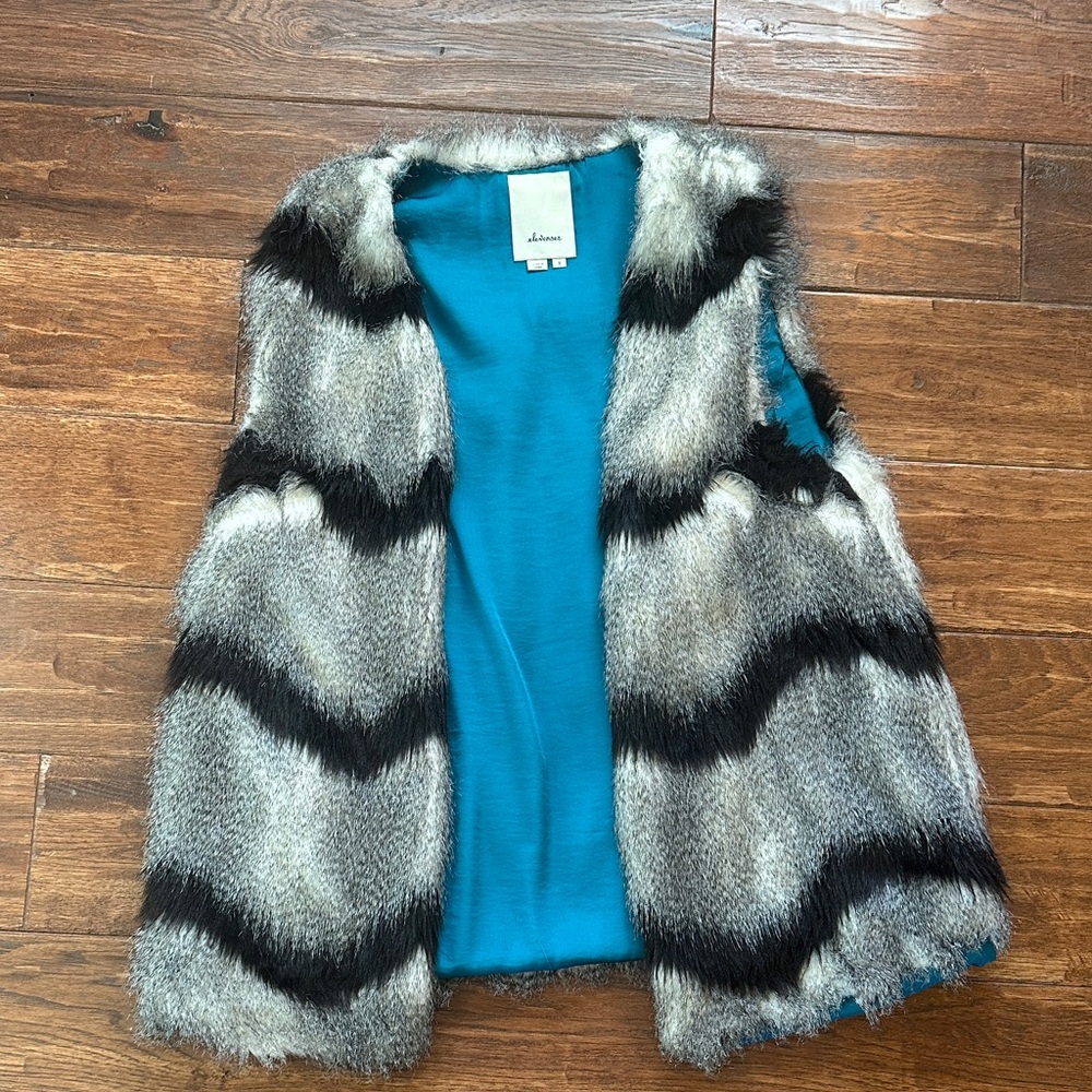 Elevenses Faux Fur Vest with Teal Lining